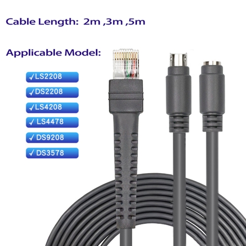 Keyboard PS2 barcode scanner cable for Symbol Moto LS2208 DS2208 LS4208 LS4478 DS9208 DS3578 barcode scanner cable