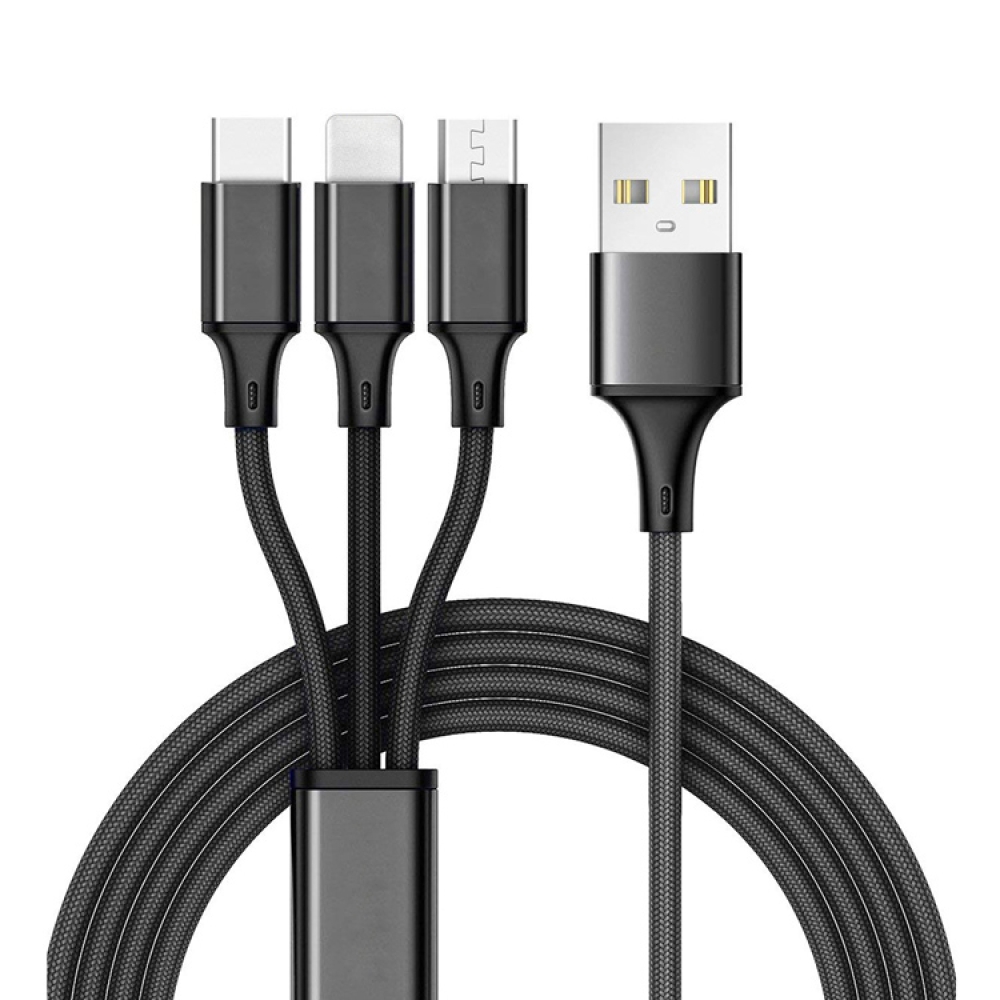 Nylon braided 3 in 1 usb charger cable