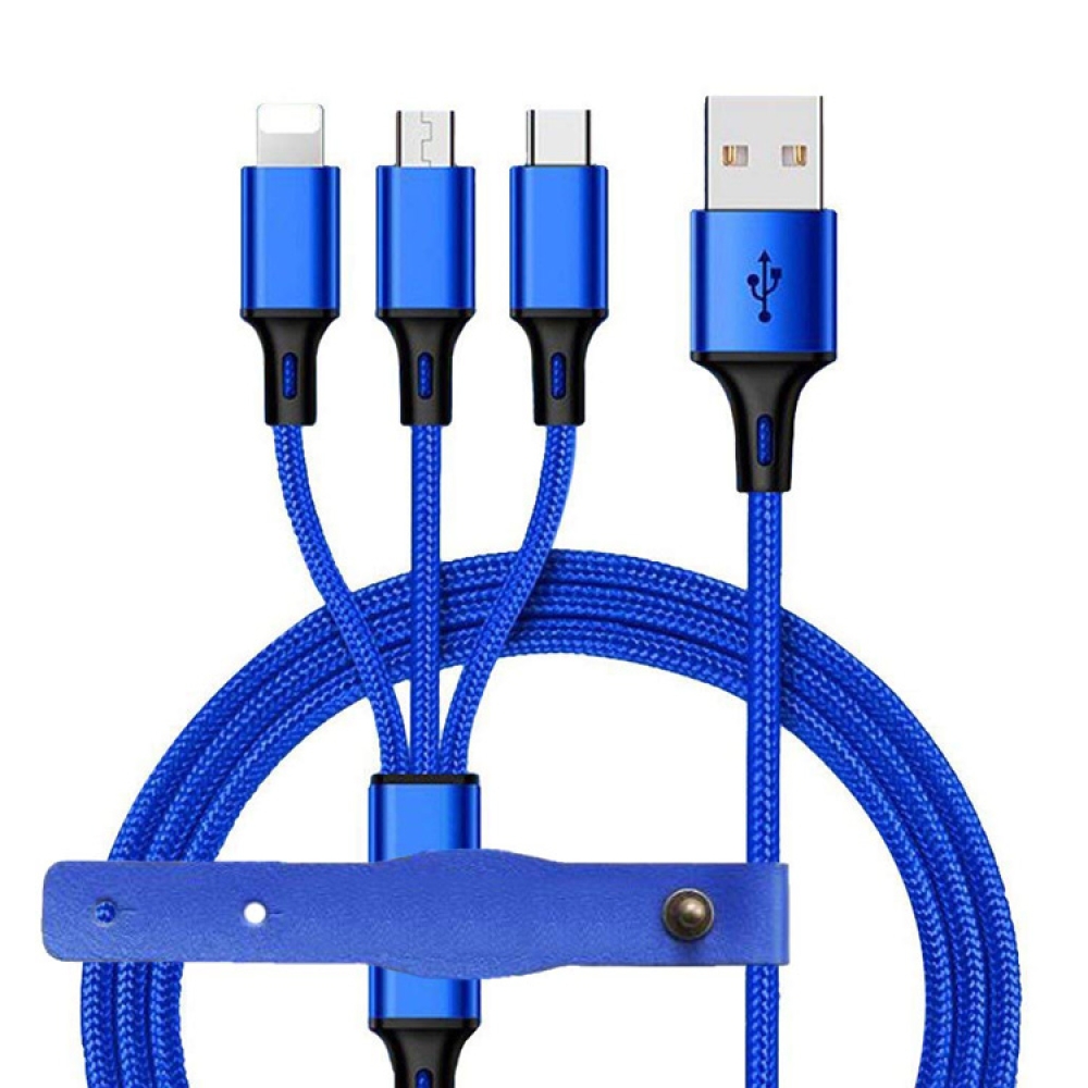 Nylon braided 3 in 1 usb charger cable