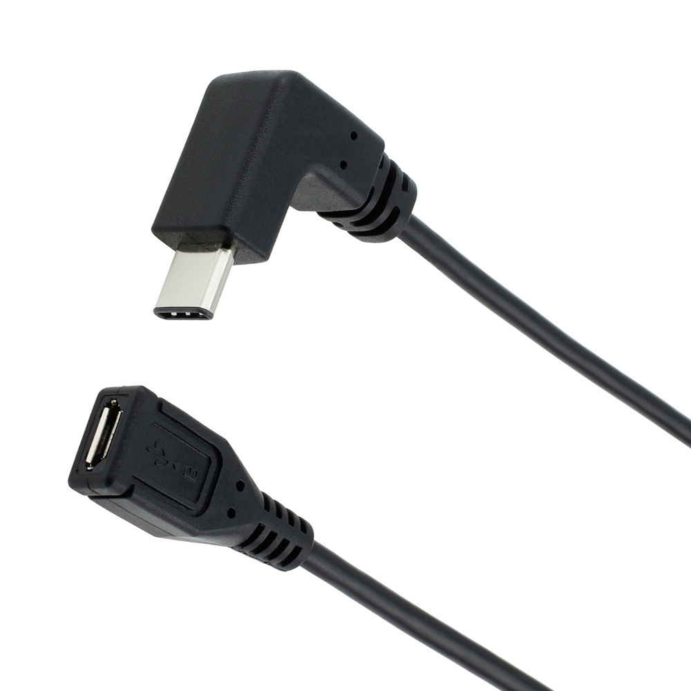 L shape Up/down Angle USB Type C male to Micro Female otg adapter cable