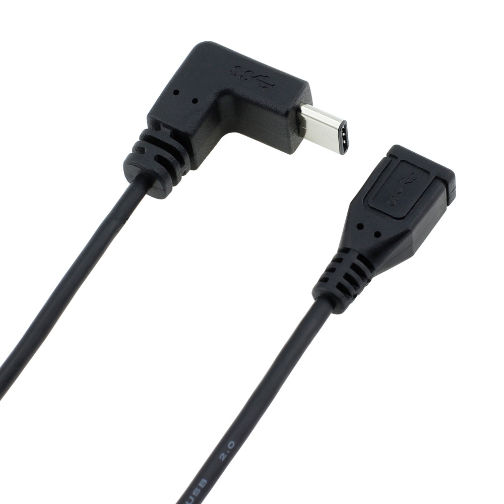 L shape Up/down Angle USB Type C male to Micro Female otg adapter cable