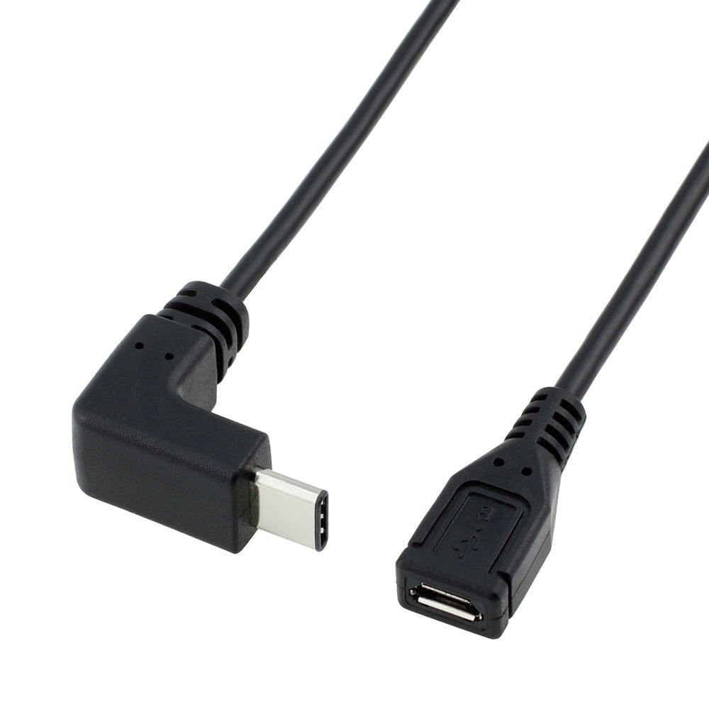 L shape Up/down Angle USB Type C male to Micro Female otg adapter cable