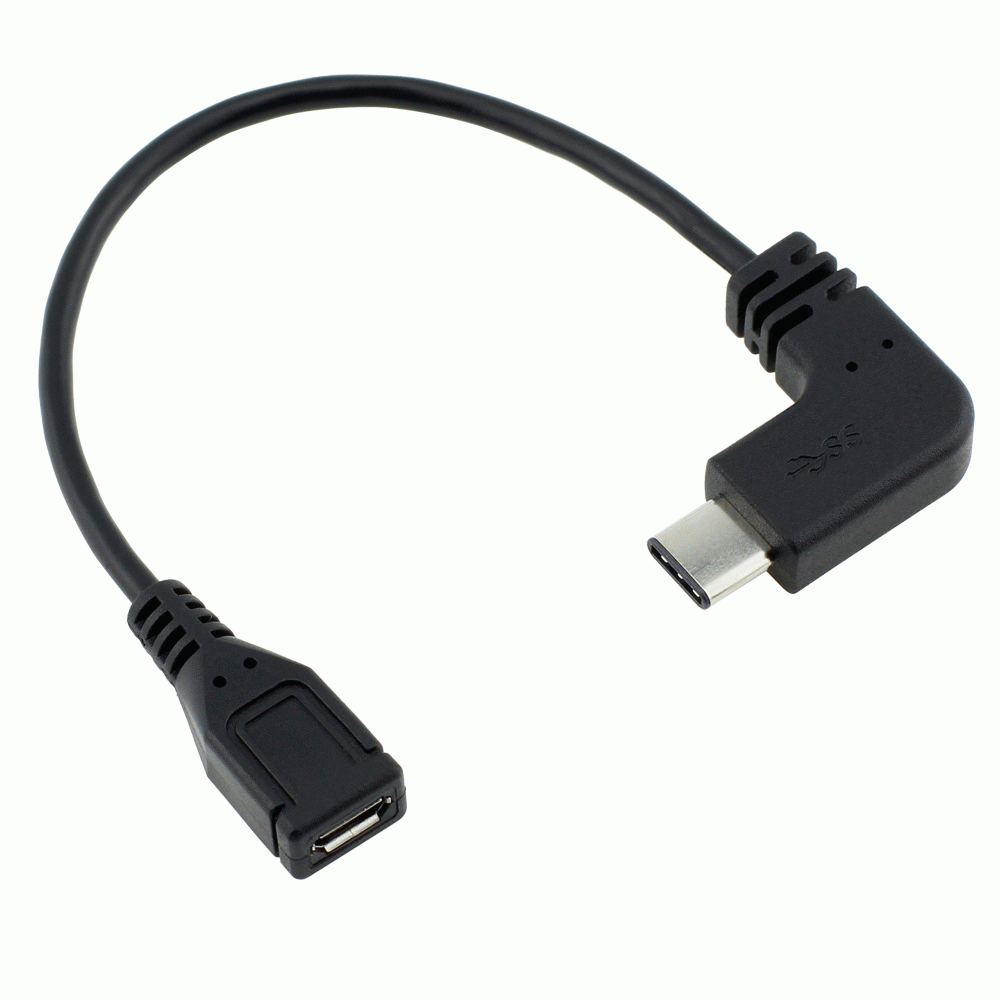 L shape Left/Right Angle USB Type C male to Micro Female adapter cable OTG