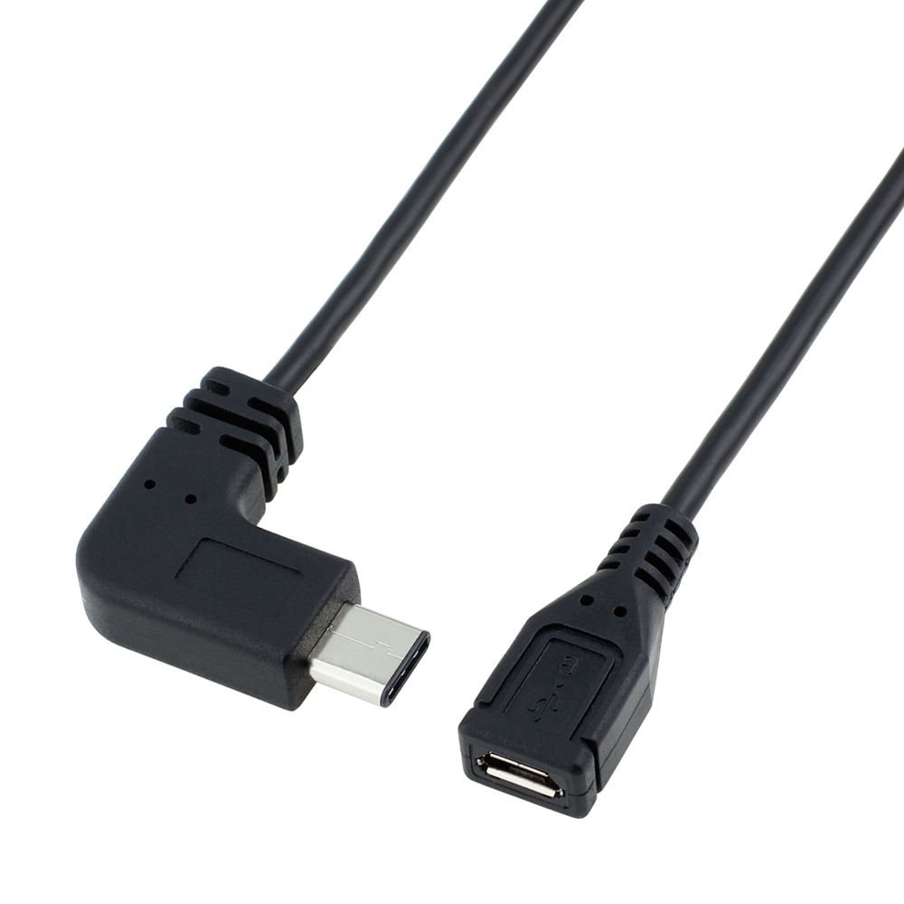 L shape Left/Right Angle USB Type C male to Micro Female adapter cable OTG