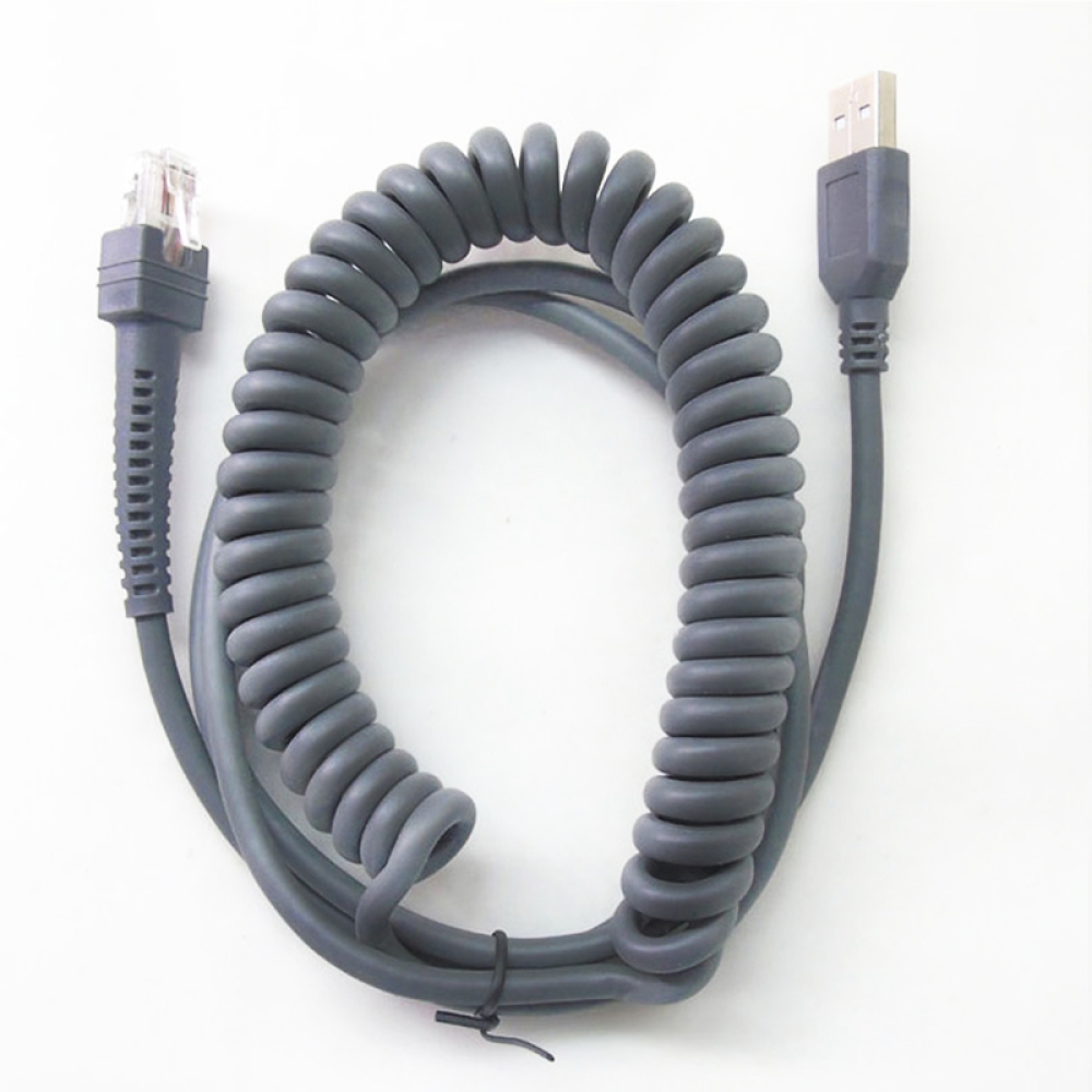 RJ45 USB Spiral barcode scanner cable for Symbol Moto LS2208 DS2208 LS4208 LS4478 DS9208 DS3578 barcode scanner cable