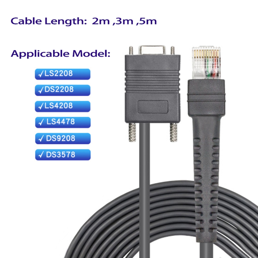 RS232 to RJ45 barcode scanner cable for Symbol Moto LS2208 DS2208 LS4208 LS4478 DS9208 DS3578 barcode scanner cable