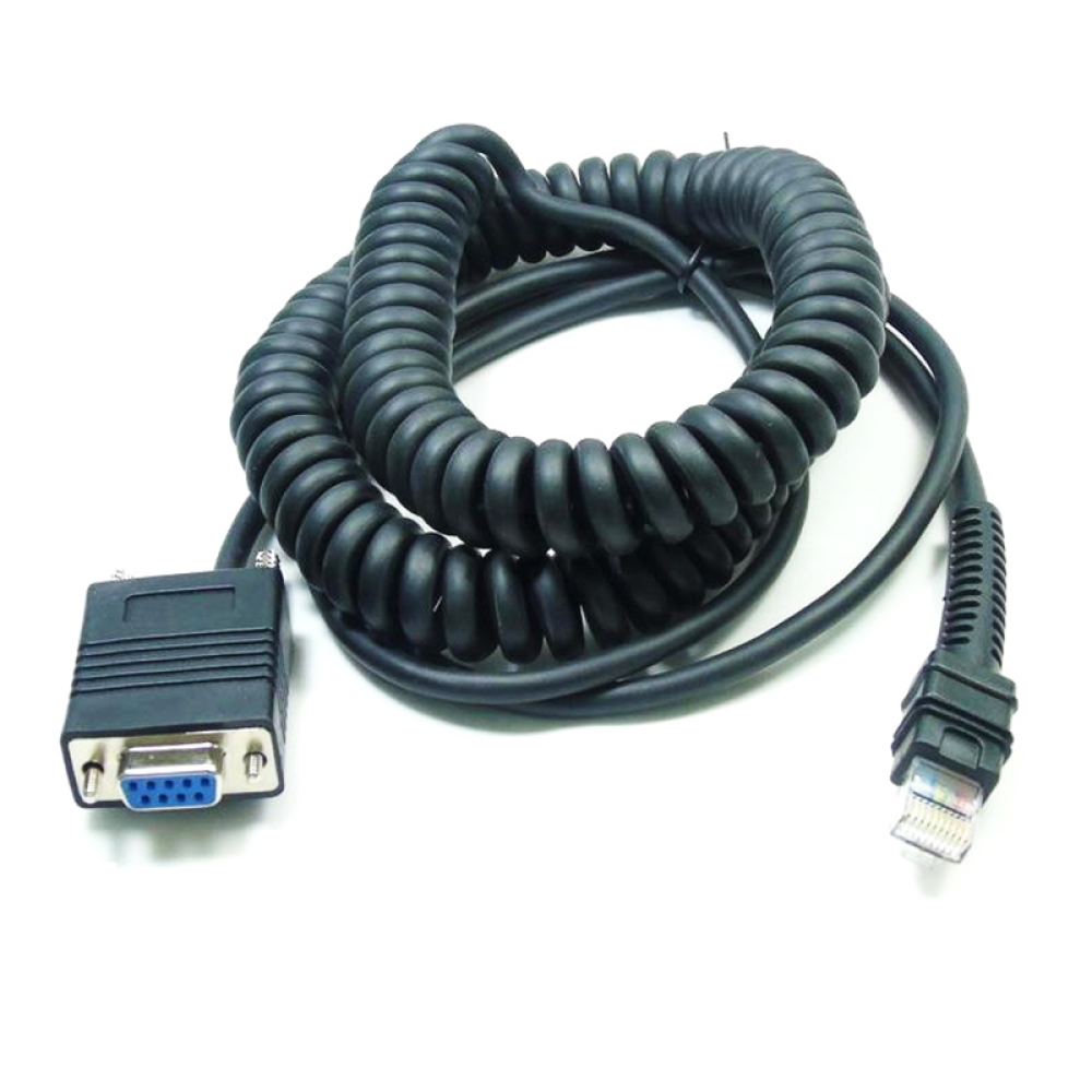 12V RS232 RJ45 Spiral barcode scanner cable for Zebra DS3608/DS3678/LI3608/LI3678 barcode scanner cable