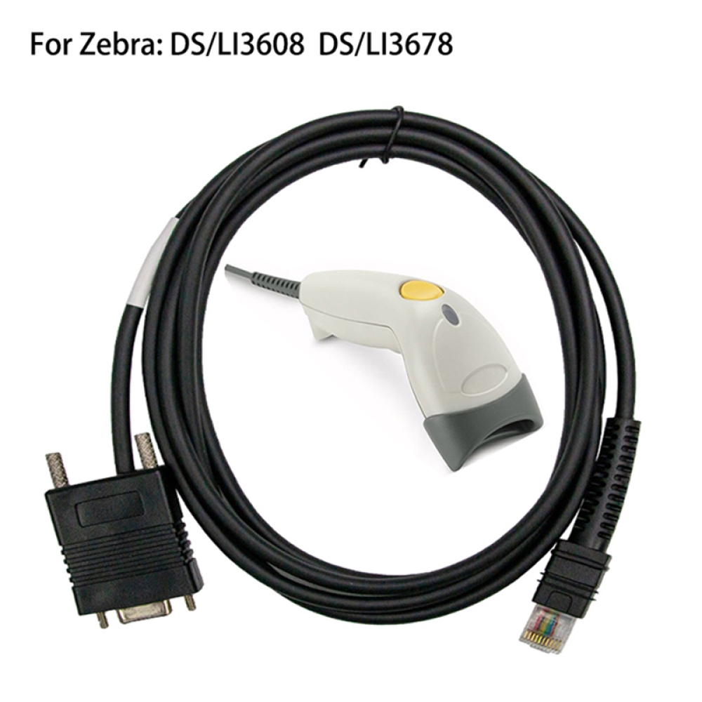 12V RS232 Zebra barcode scanner cable for Zebra DS3608/DS3678/LI3608/LI3678 barcode scanner cable