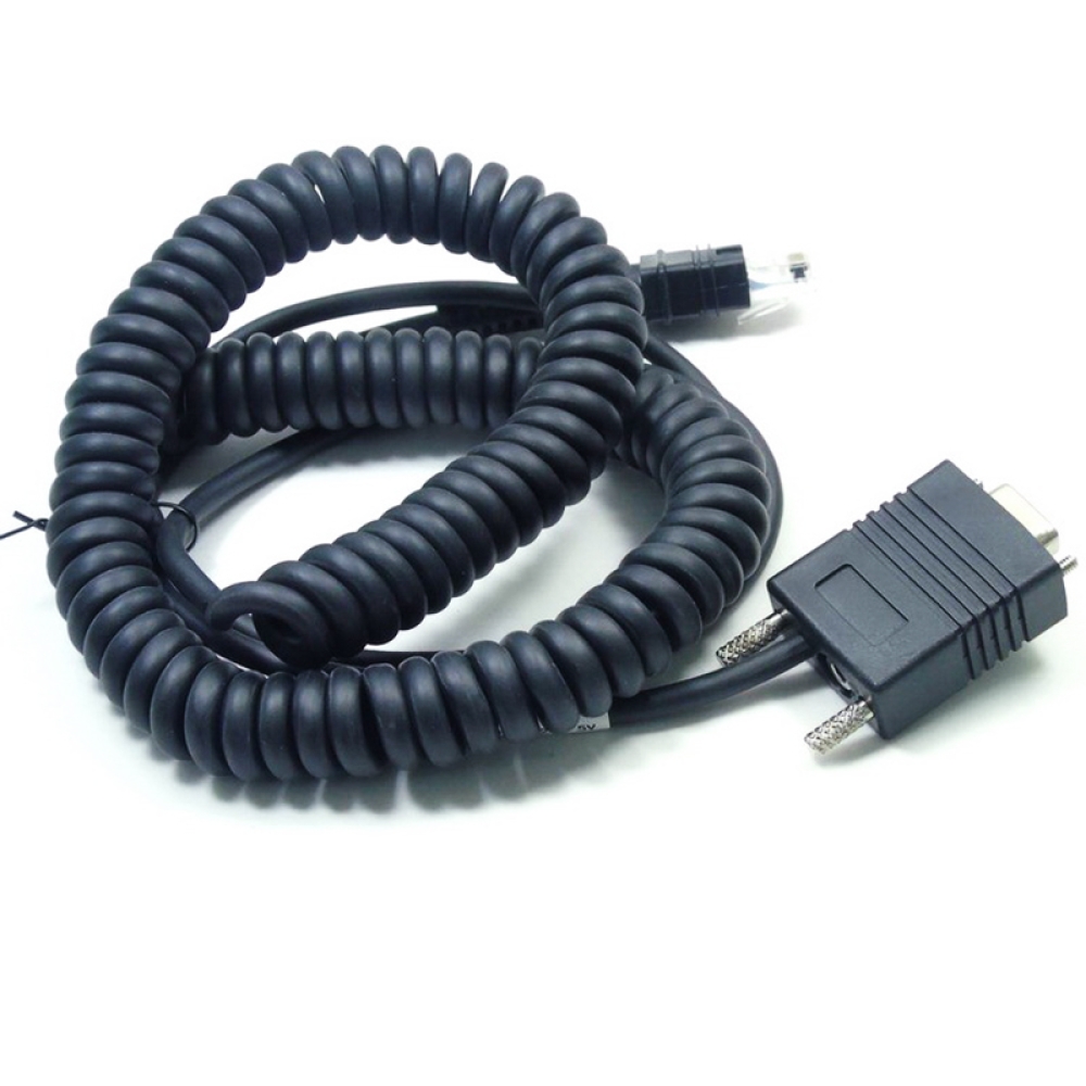 12V RS232 RJ45 Spiral barcode scanner cable for Zebra DS3608/DS3678/LI3608/LI3678 barcode scanner cable